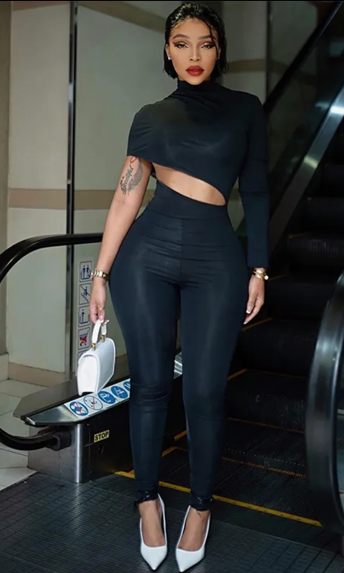 Hollow Out Half-High Collar Jumpsuit - Women's Fashion