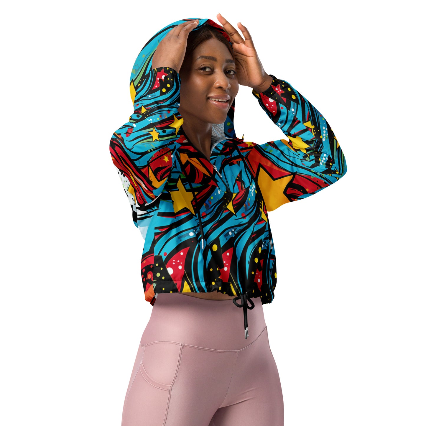 Graffiti Cropped Windbreaker