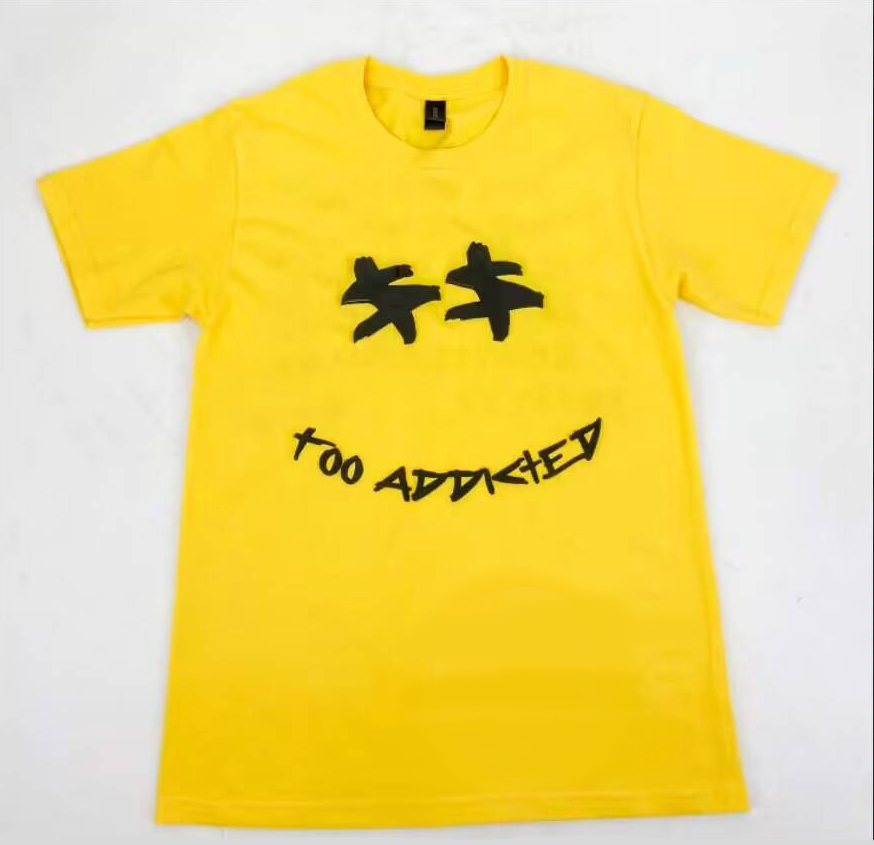 Too Addicted Puff Print T-Shirt (yellow)