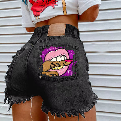 Curvy Ripped Denim Shorts