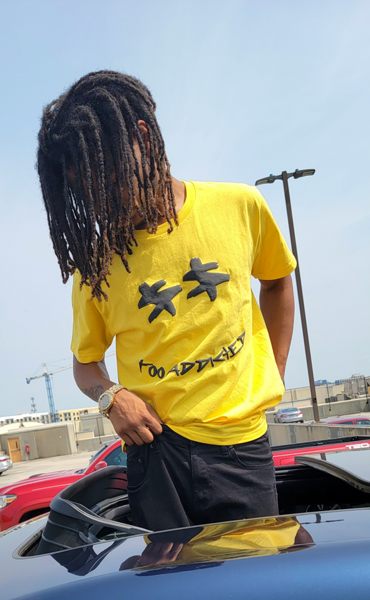 Too Addicted Puff Print T-Shirt (yellow)